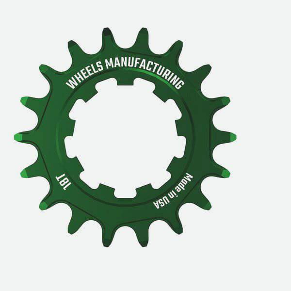Wheels Manufacturing Solo-XD 18-tooth green alloy cog for SRAM XD/XDR mountain bike rear wheels, made from durable 7075 aluminum.