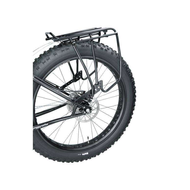 Topeak Uni Super Tourist fat bike disc brake rack with MTX QuickTrack compatibility, designed for durable bike accessory use.