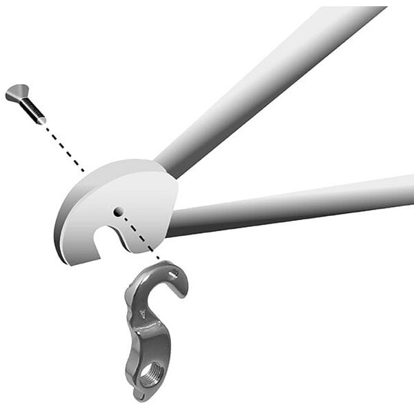 Durable M Part gear hanger for bikes, compatible with various brands, showcasing the replacement bike component on a plain background.