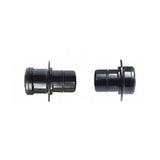 DT Swiss front wheel kit with 100mm and 12mm thru-axle adapters for 350 hubs, showing the components and adapters.