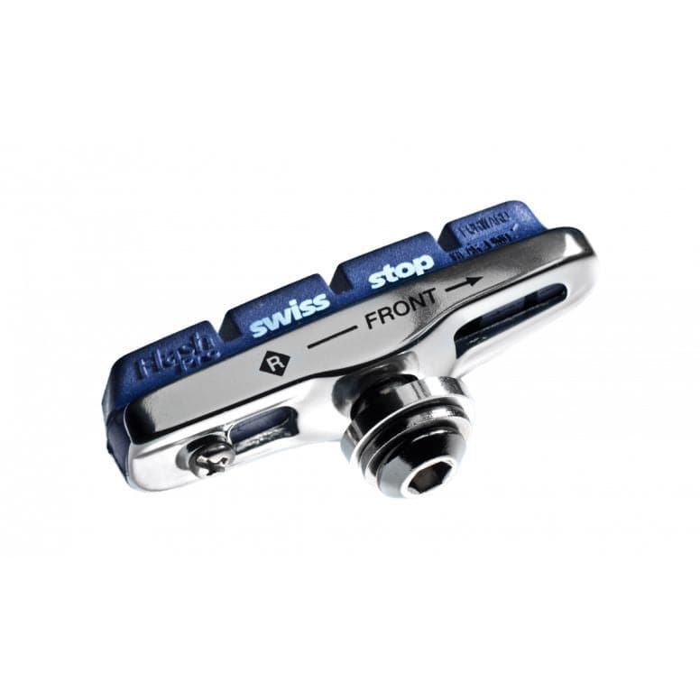 SwissStop Flash Pro full brake pads for Shimano, SRAM, and TRP rim brake bikes, showcasing the high-performance bike components.