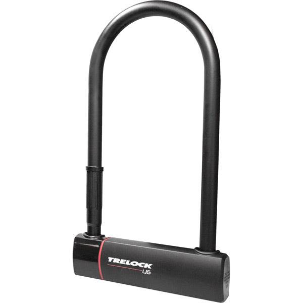 Trelock U6 230mm bike lock with IN-X® cylinder, Sold Secure Gold rated, showing the lock and key mechanism on a neutral background.