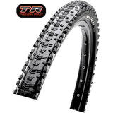 Maxxis Aspen 120 TPI folding cross-country tire with dual compound and EXO protection, tubeless-ready mountain bike component.