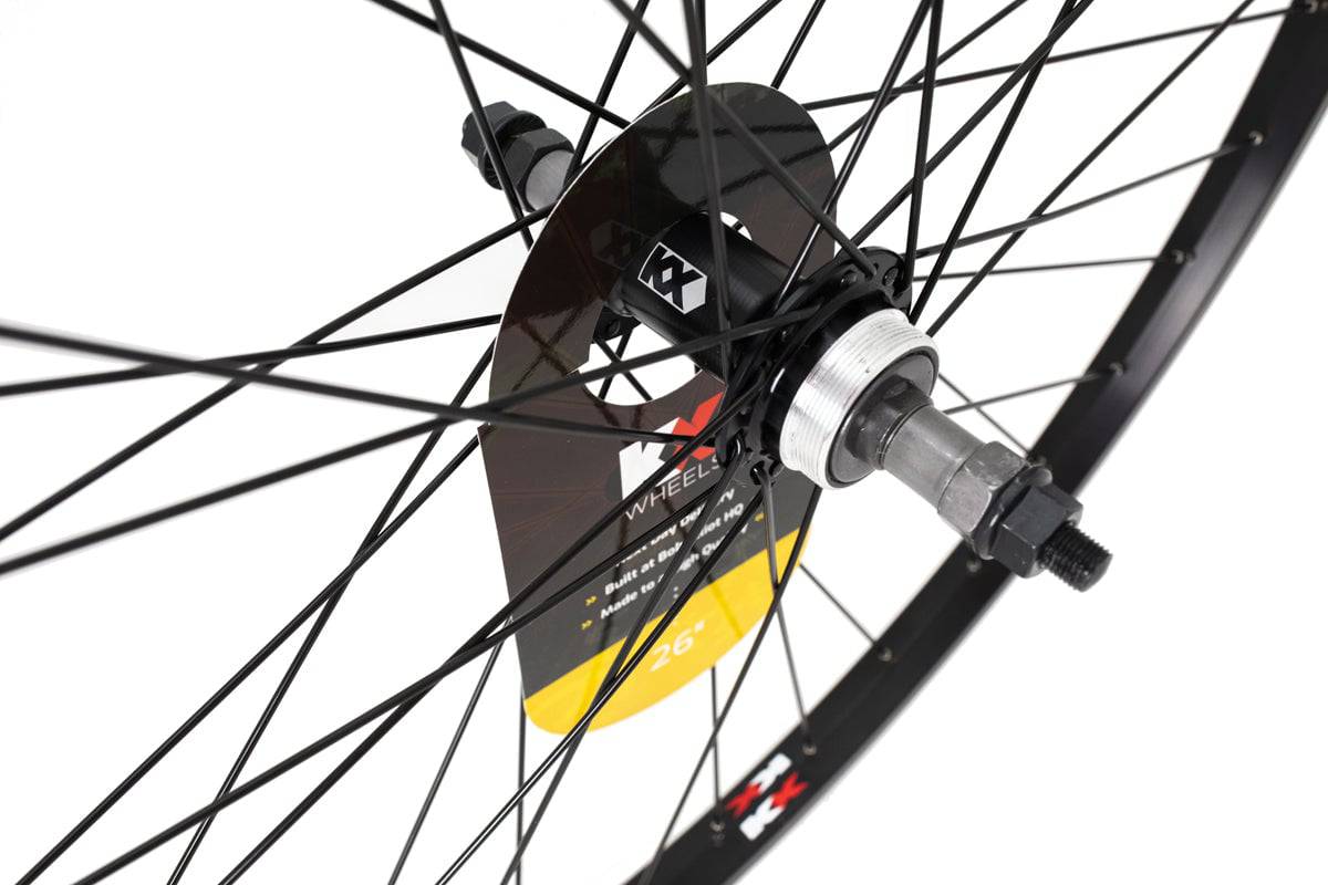 KX MTB 26-inch rear singlewall screw-on wheel rim with solid axle, 36H, 135mm width, suitable for mountain biking components