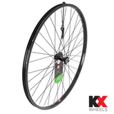 KX Wheels KX Hybrid 700C front wheel with singlewall rim, 36 spokes, quick release, and rim brake compatibility.