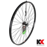 KX Wheels KX Hybrid 700C front wheel with singlewall rim, 36 spokes, quick release, and rim brake compatibility.