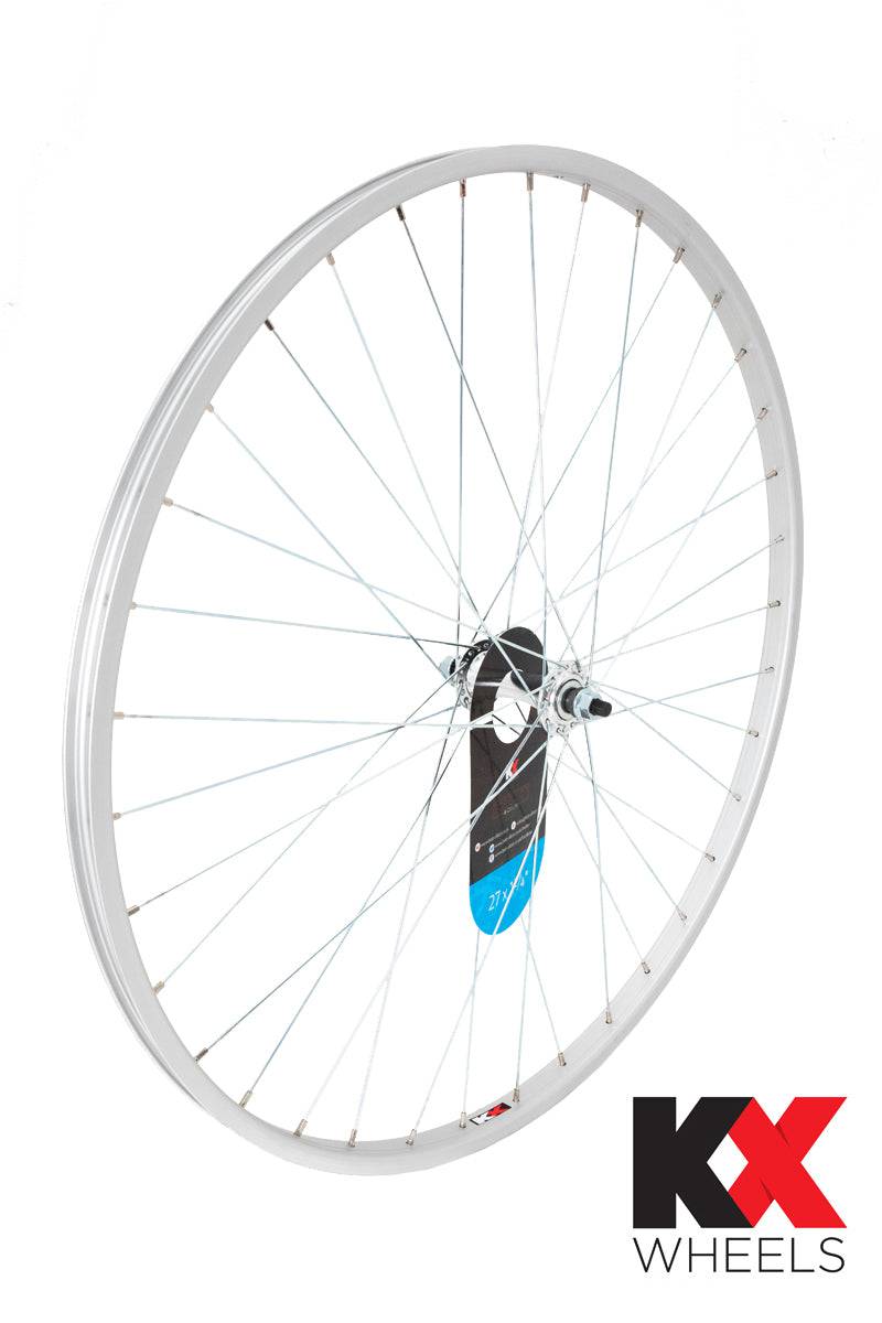 KX Wheels KX Road 27x1.25 inch silver single-wall front wheel rim with solid axle and rim brake for bicycle components