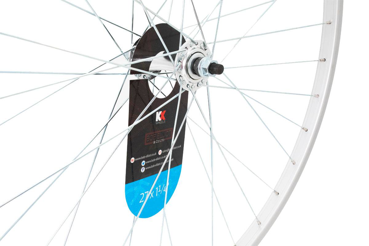 KX Wheels KX Road 27x1 1/4" silver singlewall solid axle front wheel rim with brake compatible for bicycles.