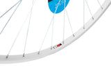 Silver KX Wheels KX Road 27x1 1/4" single-wall solid axle front wheel rim with brake for bicycle components.