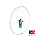 KX Wheels KX Road 27x1 1/4" rear wheel rim with singlewall silver brake surface and solid axle screw-on design.