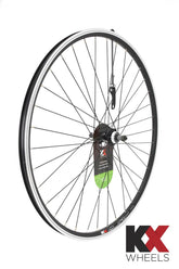KX Wheels KX Hybrid 700C rear wheel with double-wall rim, 36H, quick release, screw-on freewheel, bike component