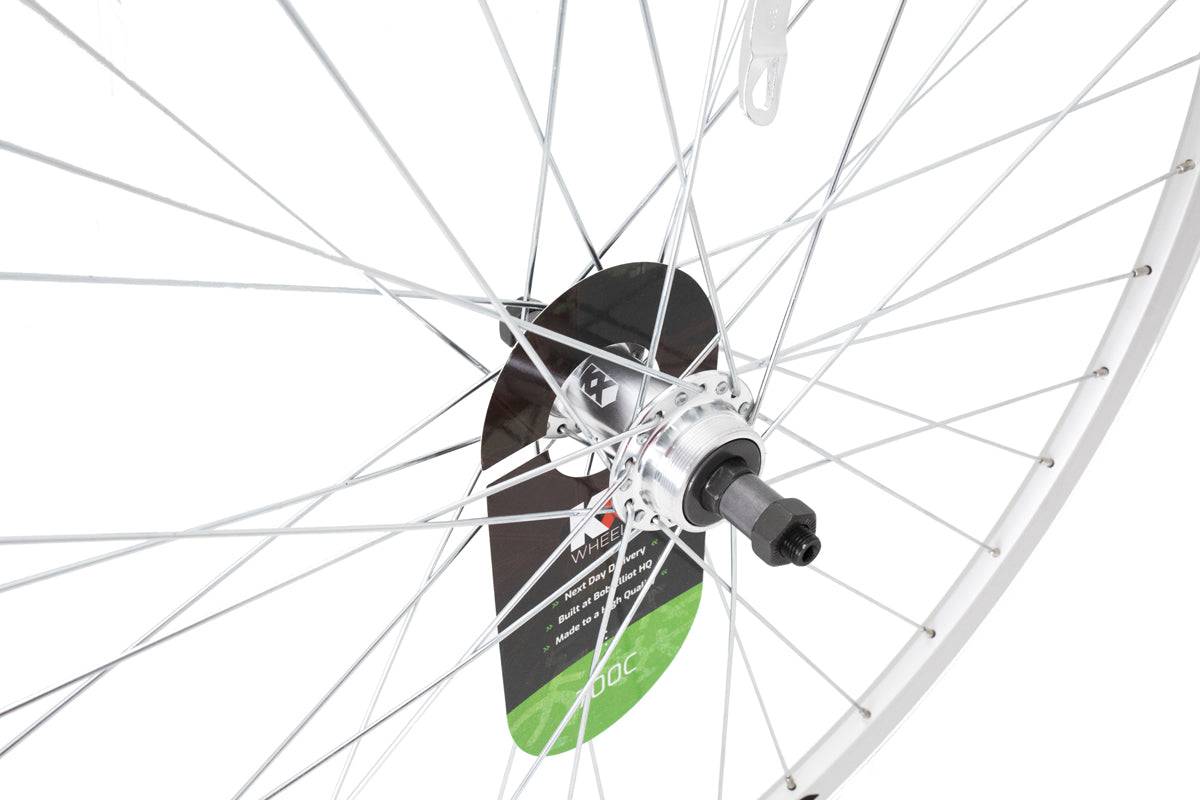 KX Wheels KX Hybrid 700C rear wheel with double-wall rim, 36H, quick-release, screw-on freewheel, suitable for bike components