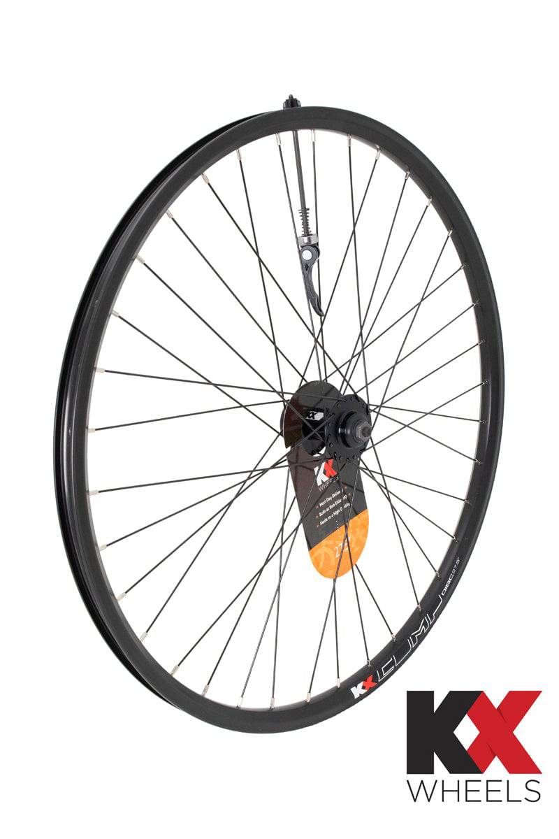 KX MTB 27.5-inch 650B front wheel with double-wall rim, 36H disc brake, 6-bolt Q/R, black bike component by KX Wheels