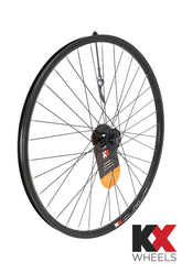 KX MTB 27.5-inch 650B front wheel with double-wall rim, 36H disc brake, 6-bolt Q/R, black bike component by KX Wheels