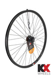 KX MTB 27.5-inch 650B front wheel with double-wall rim, 36H disc brake, 6-bolt Q/R, black bike component by KX Wheels