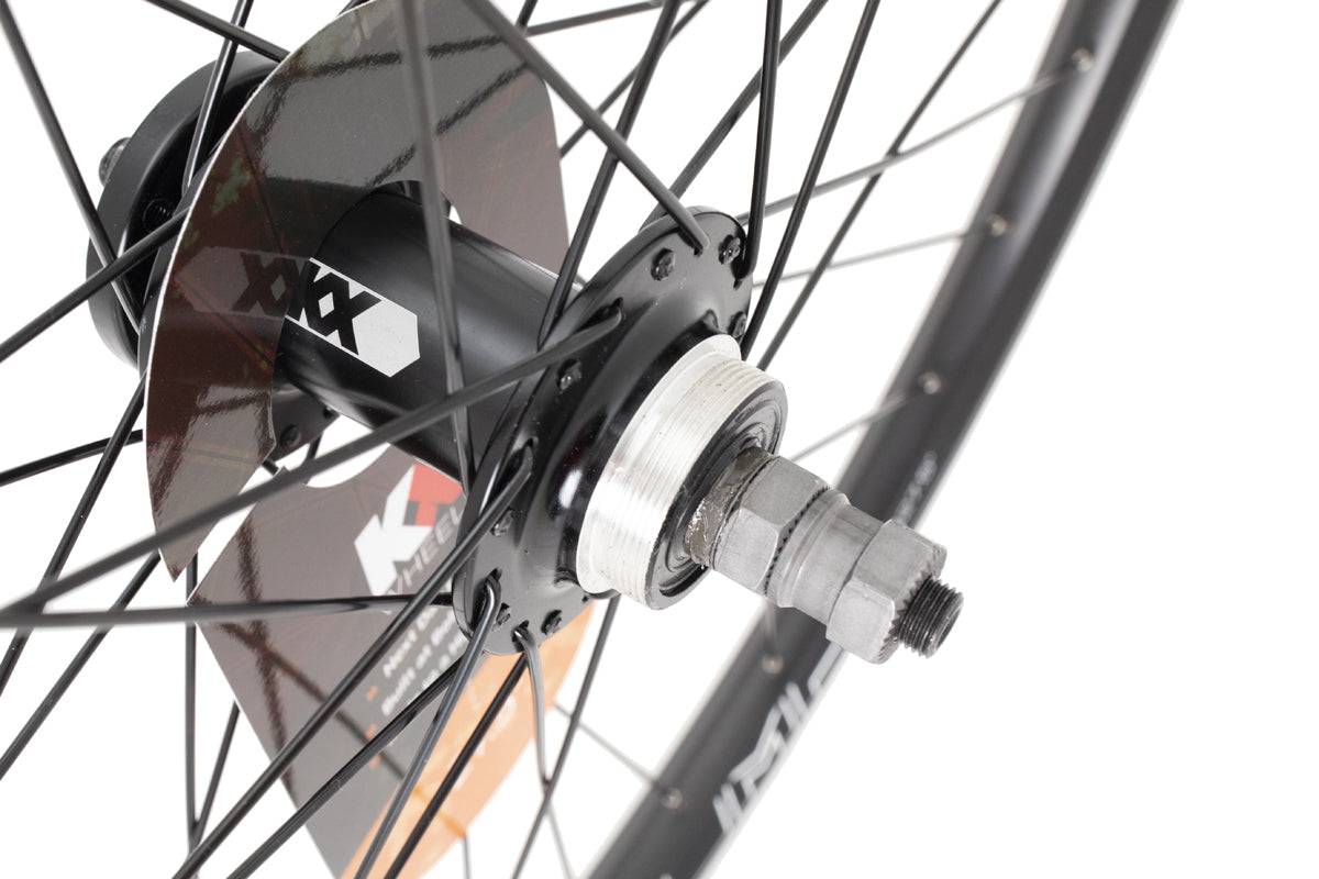 KX Wheels MTB 27.5-inch rear disc brake wheel with doublewall rim, quick-release, 36H hub, black finish, 6-bolt rotor mount
