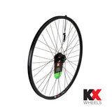 KX Wheels KX Hybrid 700C front wheel with double-wall rim, 36H, quick release, disc brake compatible, black bike component