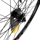 KX MTB 26-inch doublewall front wheel with disc brake, 6-bolt rotor, quick release hub, and sturdy spokes for mountain biking.