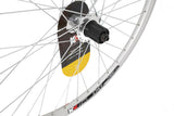 KX MTB 26-inch rear double-wall cassette wheel with disc brake and 135mm quick-release axle, showing the wheel's rim and braking surface.