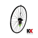 KX Wheels KX Road 700C rear wheel with double-wall rim, 36-hole black disc brake and quick-release axle, bicycle component