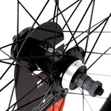 KX MTB 29" rear doublewall wheel with quick-release skewer for disc brake, showcasing the wheel's rim and hub features.