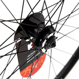 Black KX MTB 29" doublewall front wheel with quick-release axle and disc brake mount for mountain biking.