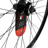 KX MTB 29-inch doublewall rear cassette wheel with quick release and 6-bolt disc brake mount in black, suitable for mountain biking.