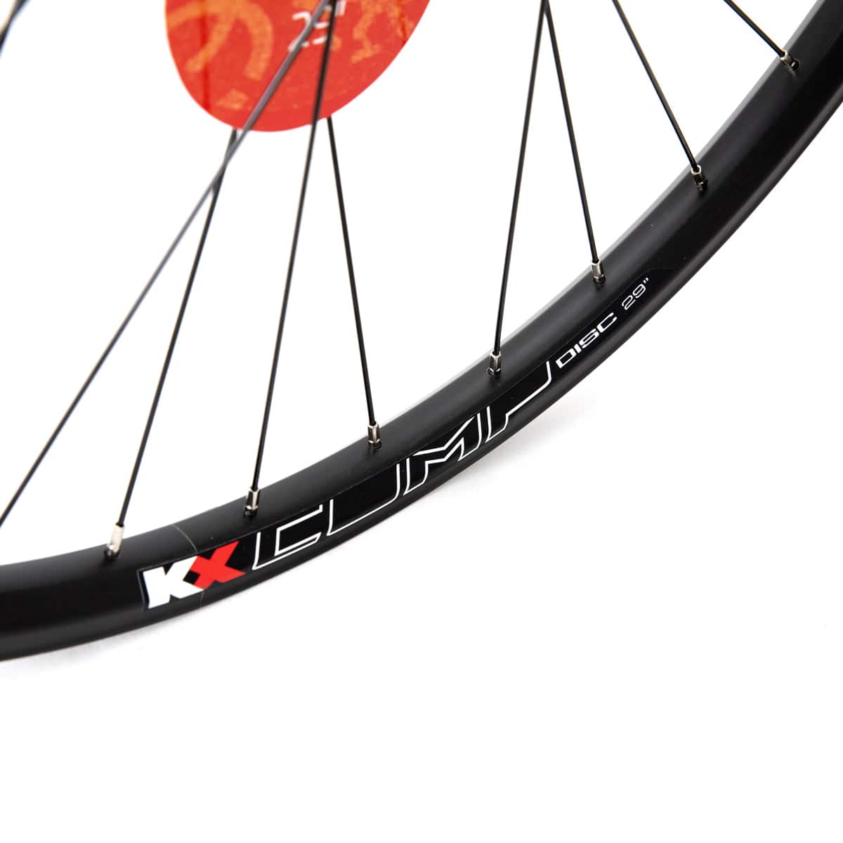 KX MTB 29-inch doublewall rear cassette wheel with quick release and 6-bolt disc brake in black for mountain biking.