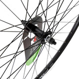 KX Wheels KX Hybrid 700C front wheel rim with double-wall construction and black solid axle for bike braking and riding.