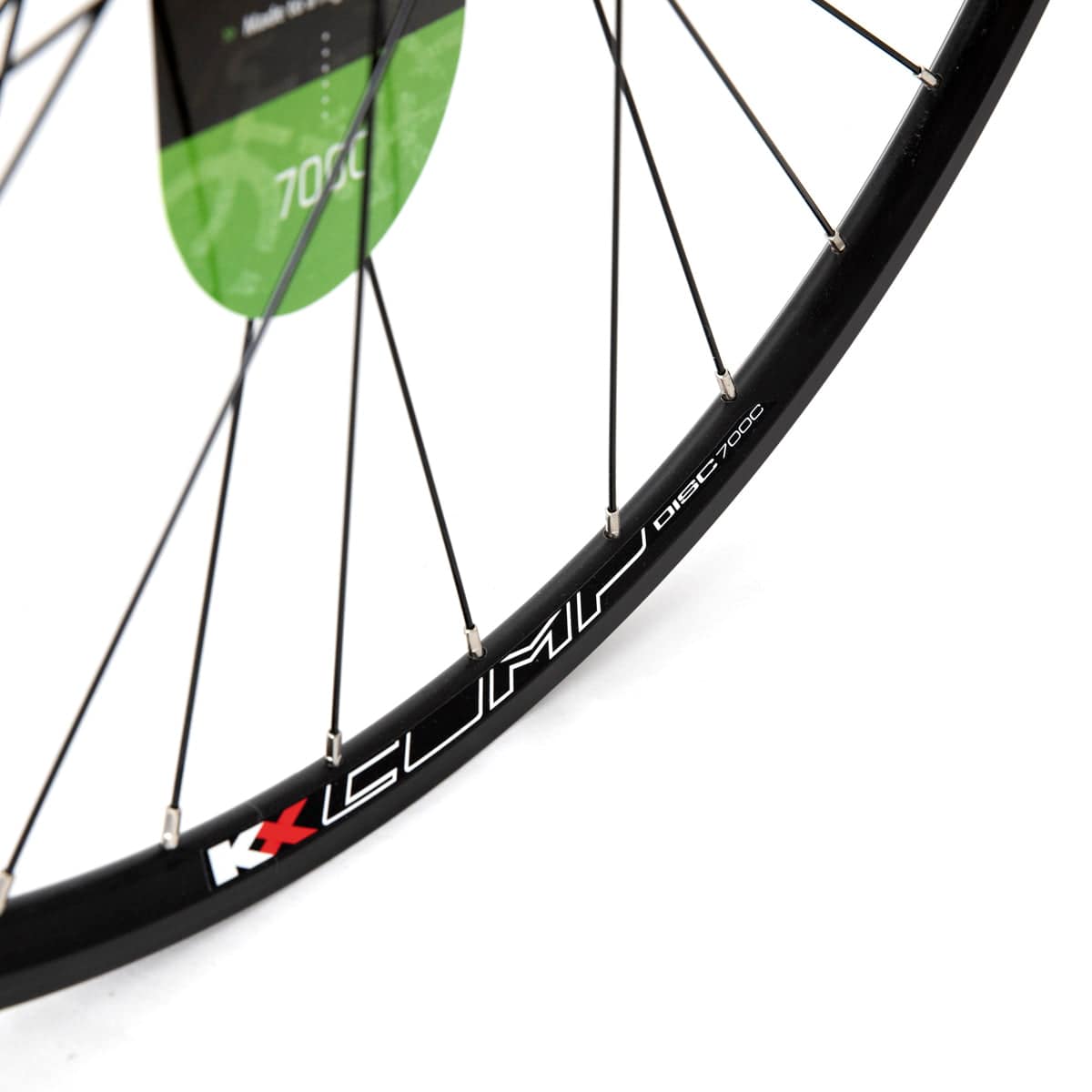 KX Wheels KX Road 700C front wheel with double-wall rim, quick release, disc brake compatibility, black finish, bike component