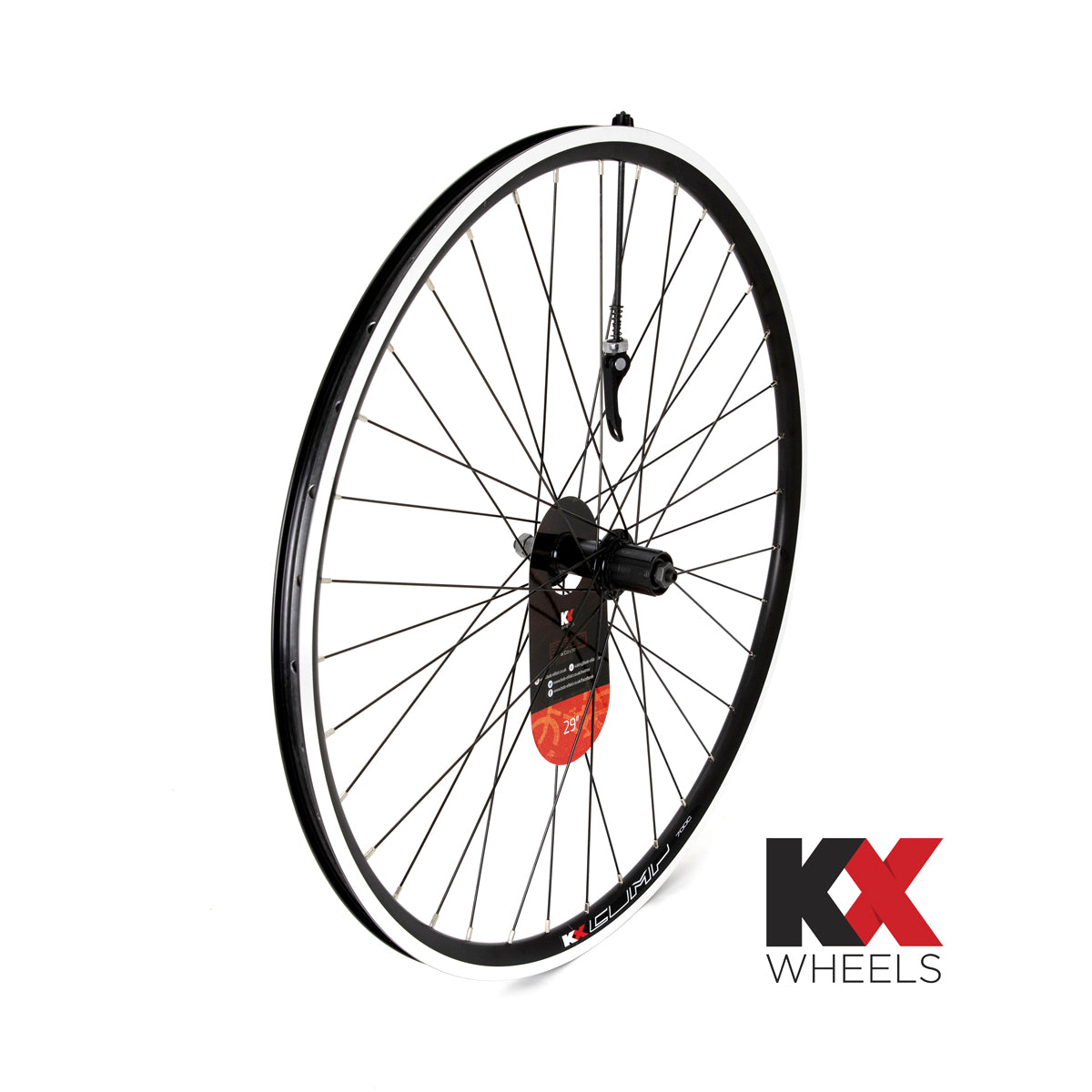 KX-MTB-29"-29er-Doublewall-Q/R-Cassette-Wheel-Rim-Brake-in-Black-(Rear)
