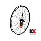 KX Wheels 29-inch MTB rear wheel with doublewall rim, quick-release skewer, black rim for mountain biking components