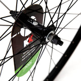 KX Hybrid 700C front wheel with single-wall rim and solid axle for hybrid bikes, showcasing the wheel's durable construction and design.