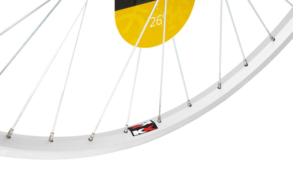 KX MTB 26-inch rear singlewall Q/R screw-on wheel rim for mountain bikes, designed for rim brakes and durable performance.