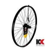 KX MTB 26-inch rear cassette wheel with singlewall rim, rim brake, 135mm quick release, compatible with 8-11 speed drivetrain