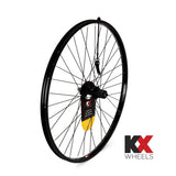 KX MTB 26-inch rear cassette wheel with singlewall rim, rim brake, 135mm quick release, compatible with 8-11 speed drivetrain