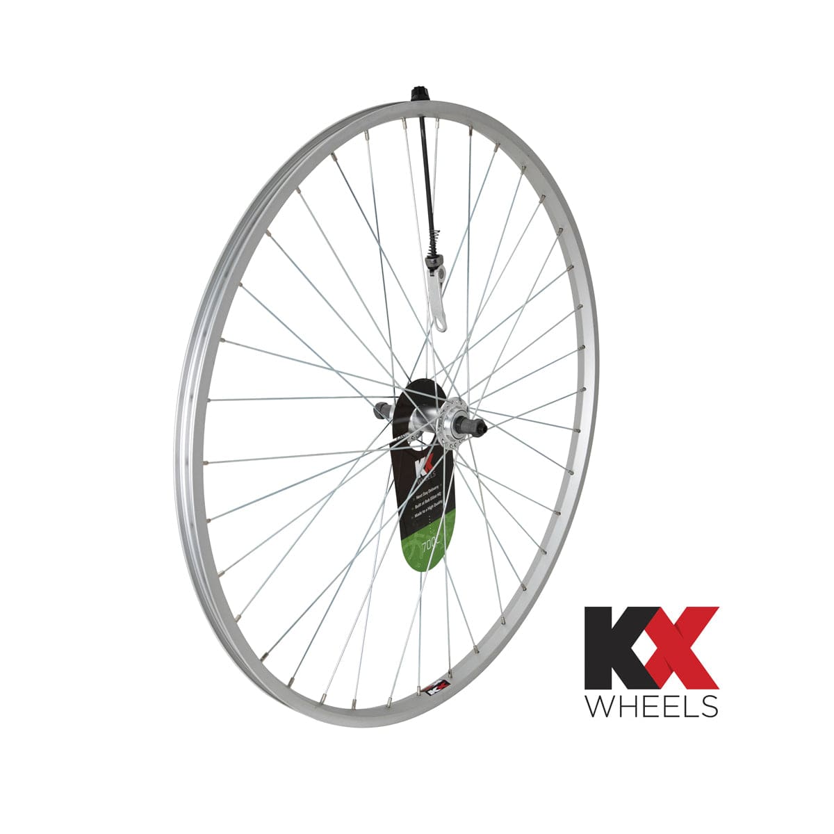 KX Wheels KX Hybrid 700C rear wheel with singlewall rim, quick release, 36H screw-on freewheel for bike components