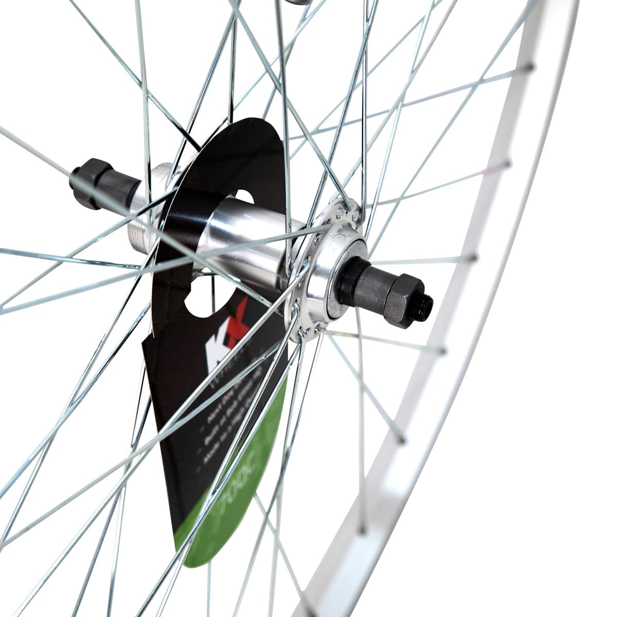 KX Wheels KX Hybrid 700C rear wheel with single-wall rim, quick release, 36H screw-on freewheel for road bikes.