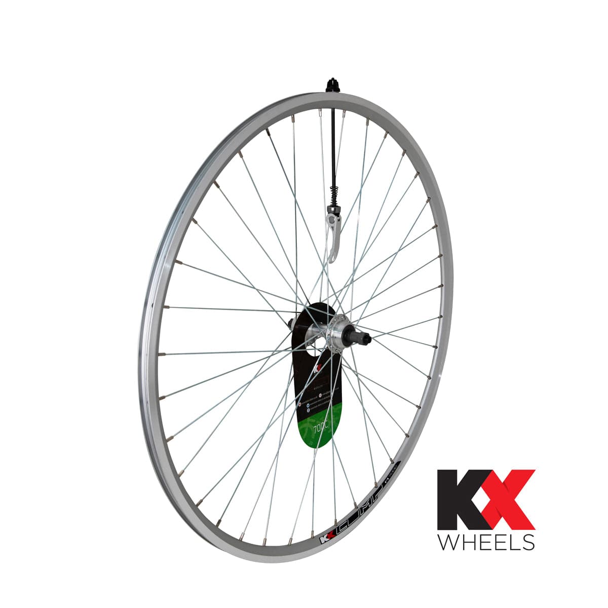KX Wheels KX Road 700C double-wall rear wheel rim with quick release and screw-on freewheel for bicycle components