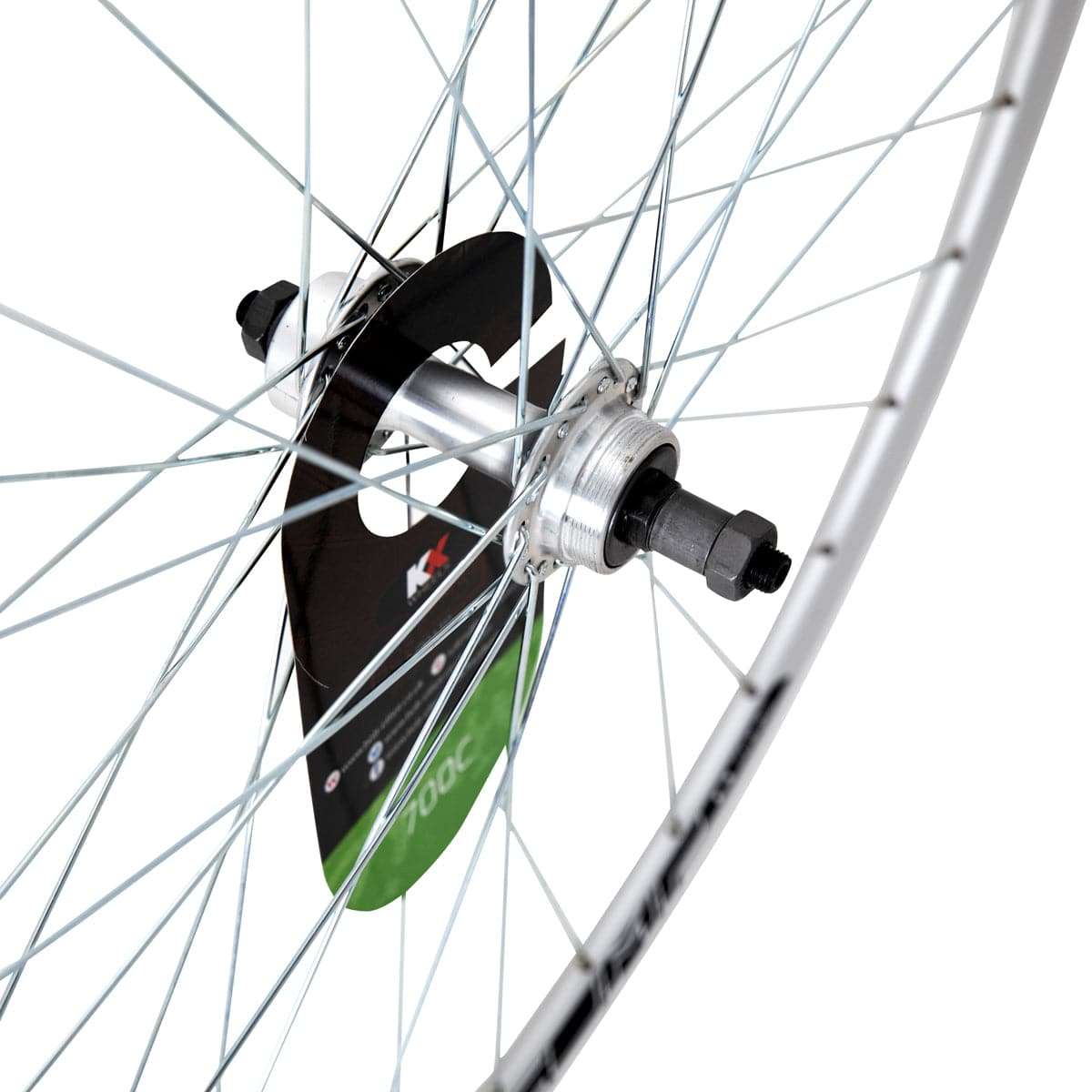 KX Wheels KX Road 700C rear wheel rim with double-wall construction, quick release, and screw-on freewheel for road bikes.
