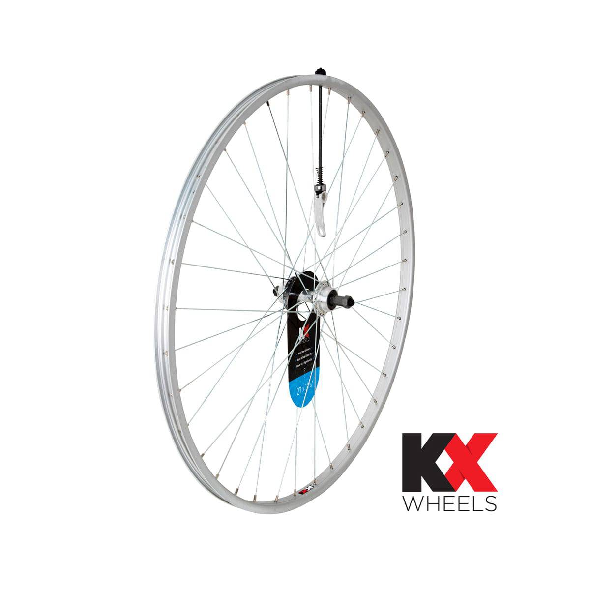 KX Wheels KX Road 27x1.25 inch silver singlewall rear wheel rim with quick-release screw-on hub and brake compatibility