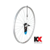 KX Wheels KX Road 27x1.25 inch silver singlewall rear wheel rim with quick-release screw-on hub and brake compatibility