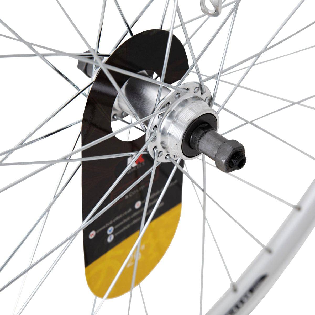 KX MTB 26-inch rear wheel with double-wall rim, quick release, screw-on freewheel, designed for mountain biking.