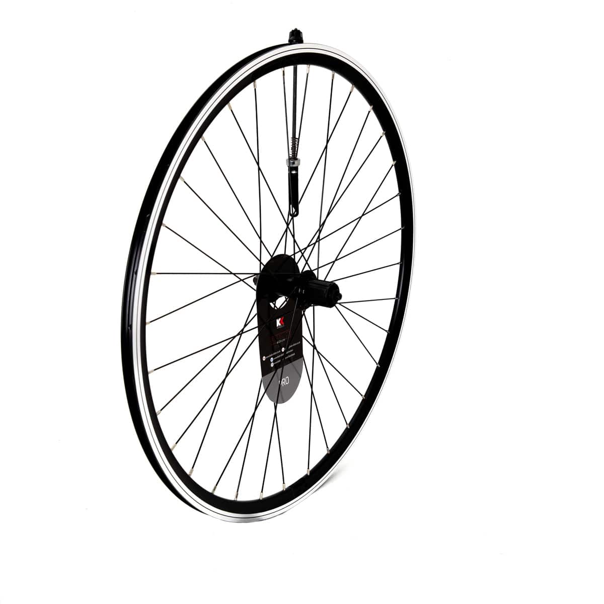 KX Wheels KX Pro Road 700C rim brake wheels with sealed bearings for 8-10 speed bikes, black color, quick-release.