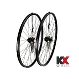 KX Wheels MTB 29-inch disc sealed bearing wheels with quick release, compatible with 10-11 speed mountain bike components.