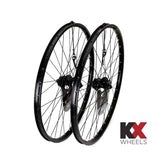 KX Wheels 27.5-inch MTB disc wheels with sealed bearings, compatible with 8-11 speed mountain bike components.