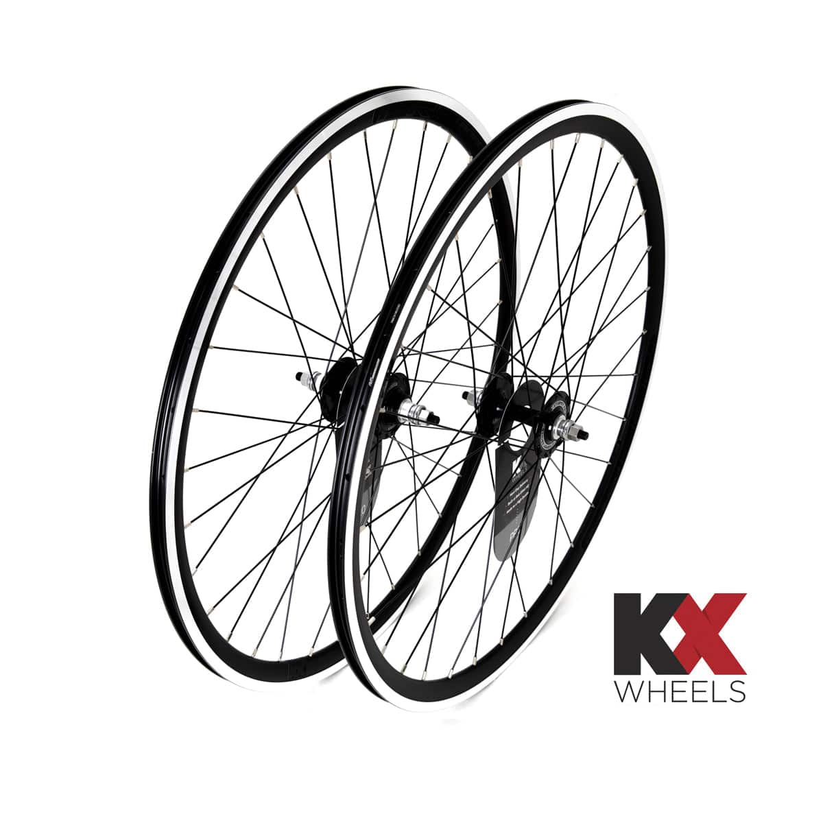 KX Wheels KX 700C Pro FXD fixie wheel with Sturmey Archer flip-flop hub, front or rear bike wheel, black with silver accents.
