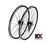 KX Wheels KX 700C Pro FXD fixie wheel with Sturmey Archer flip-flop hub, front or rear bike wheel, black with silver accents.