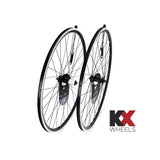 KX Pro Road 700C quick release sealed bearing wheel for 10-11 speed bikes, black, showcasing wheel rim and hub details