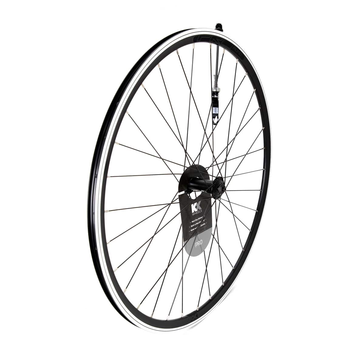KX Wheels KX Pro Road 700C quick release sealed bearing wheel for 10-11 speed bikes, black, with visible rim and spokes